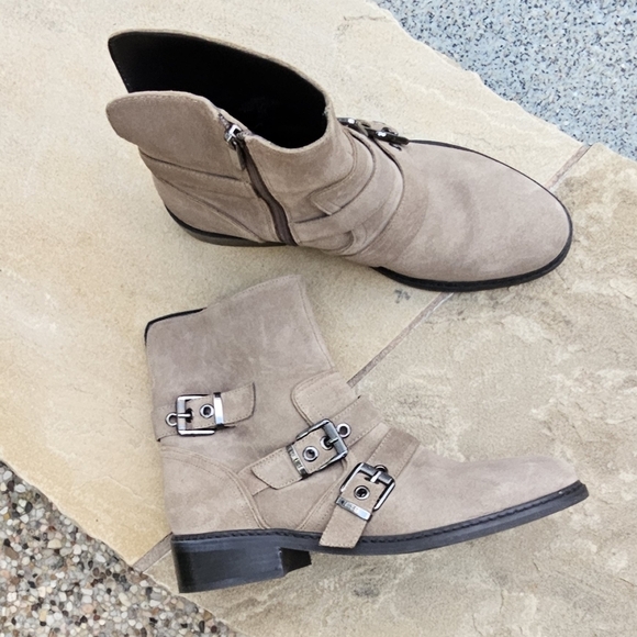 Nwot Kendall+Kylie Nori Suede Buckle Strap Moto Ankle Boot Tan Women's boots8,5M - Picture 4 of 16